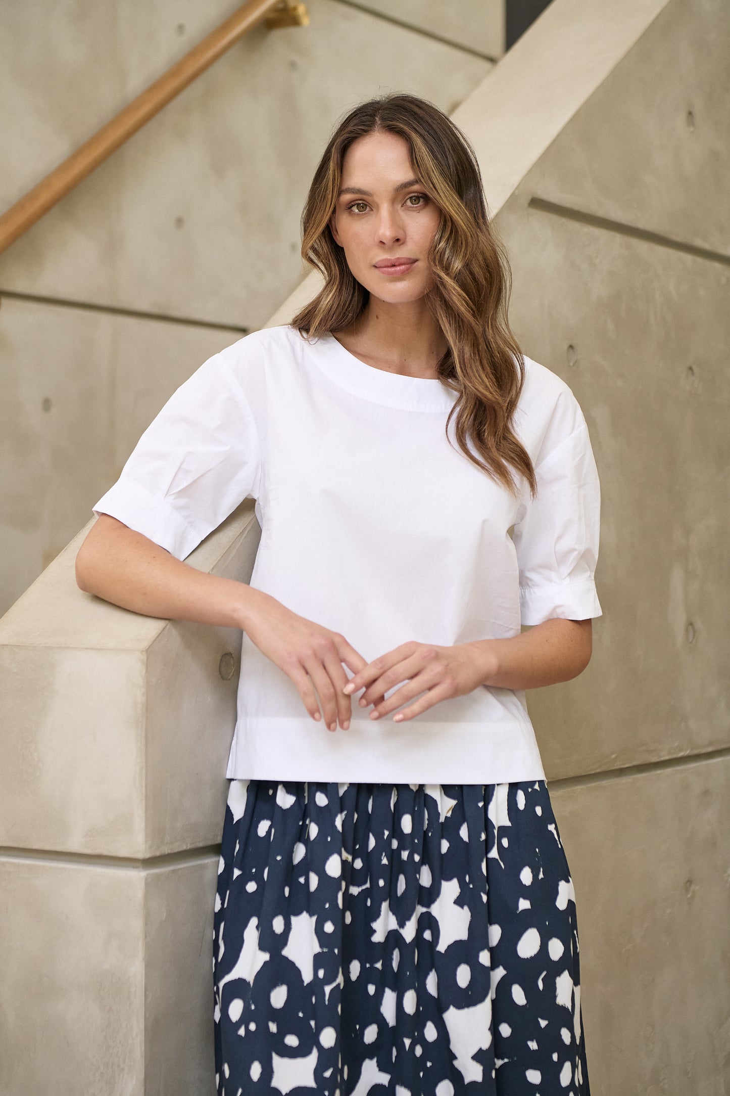 Naturals – Linen Boat Neck Boxy Top GA623