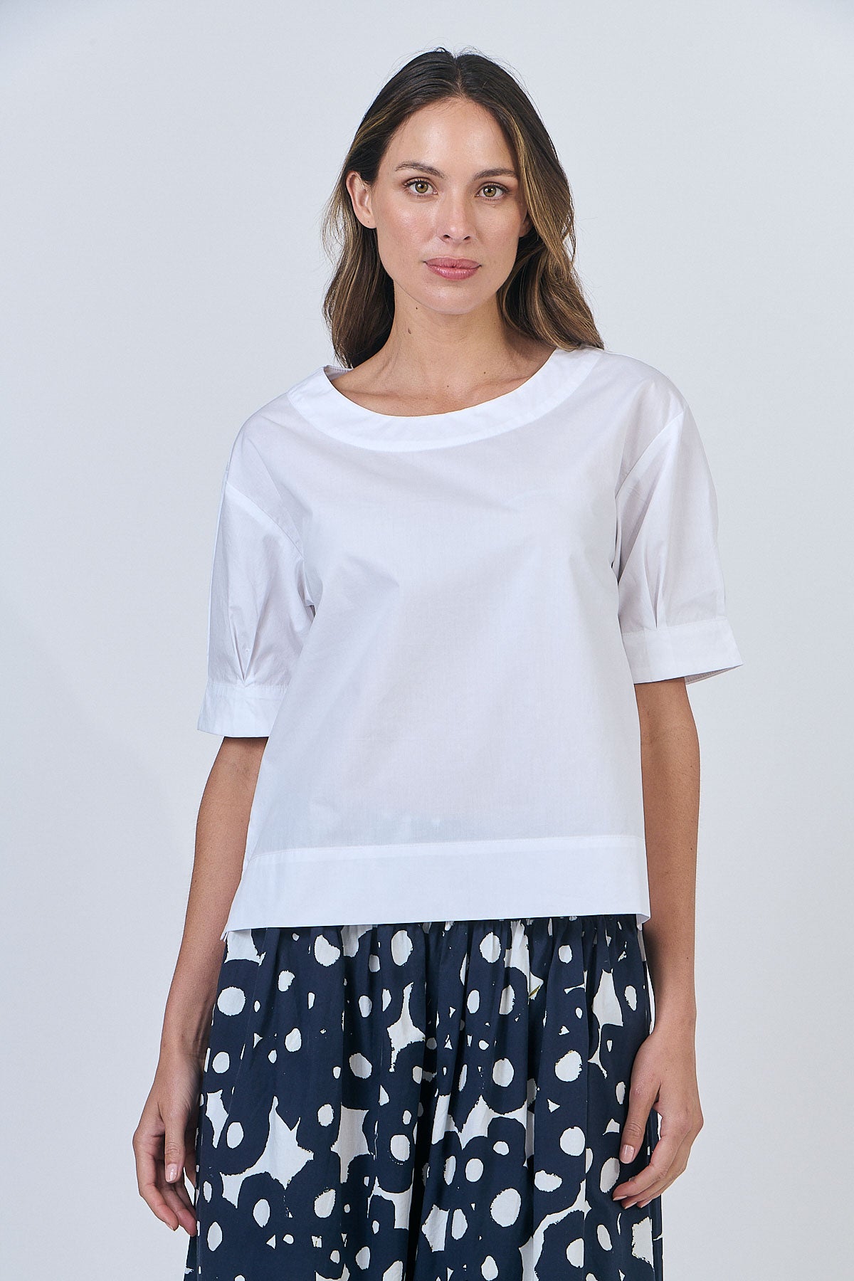 Naturals – Linen Boat Neck Boxy Top GA623