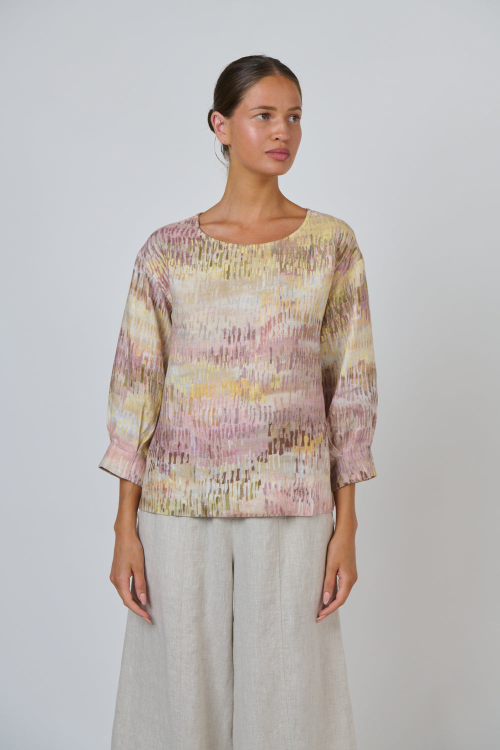 Naturals by O & J - 3/4 Sleeve Linen Blouse | GA674