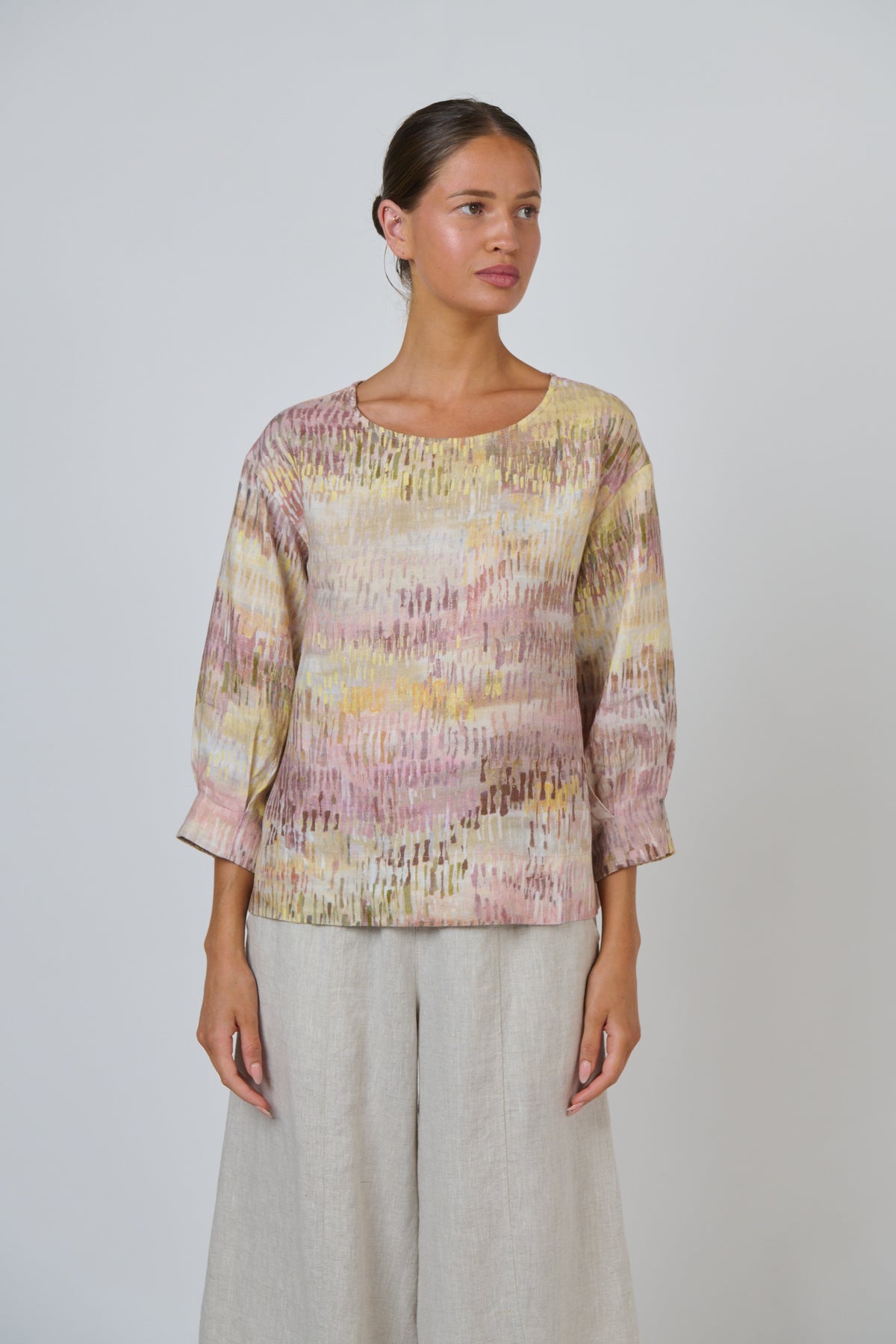 Naturals by O & J - 3/4 Sleeve Linen Blouse | GA674