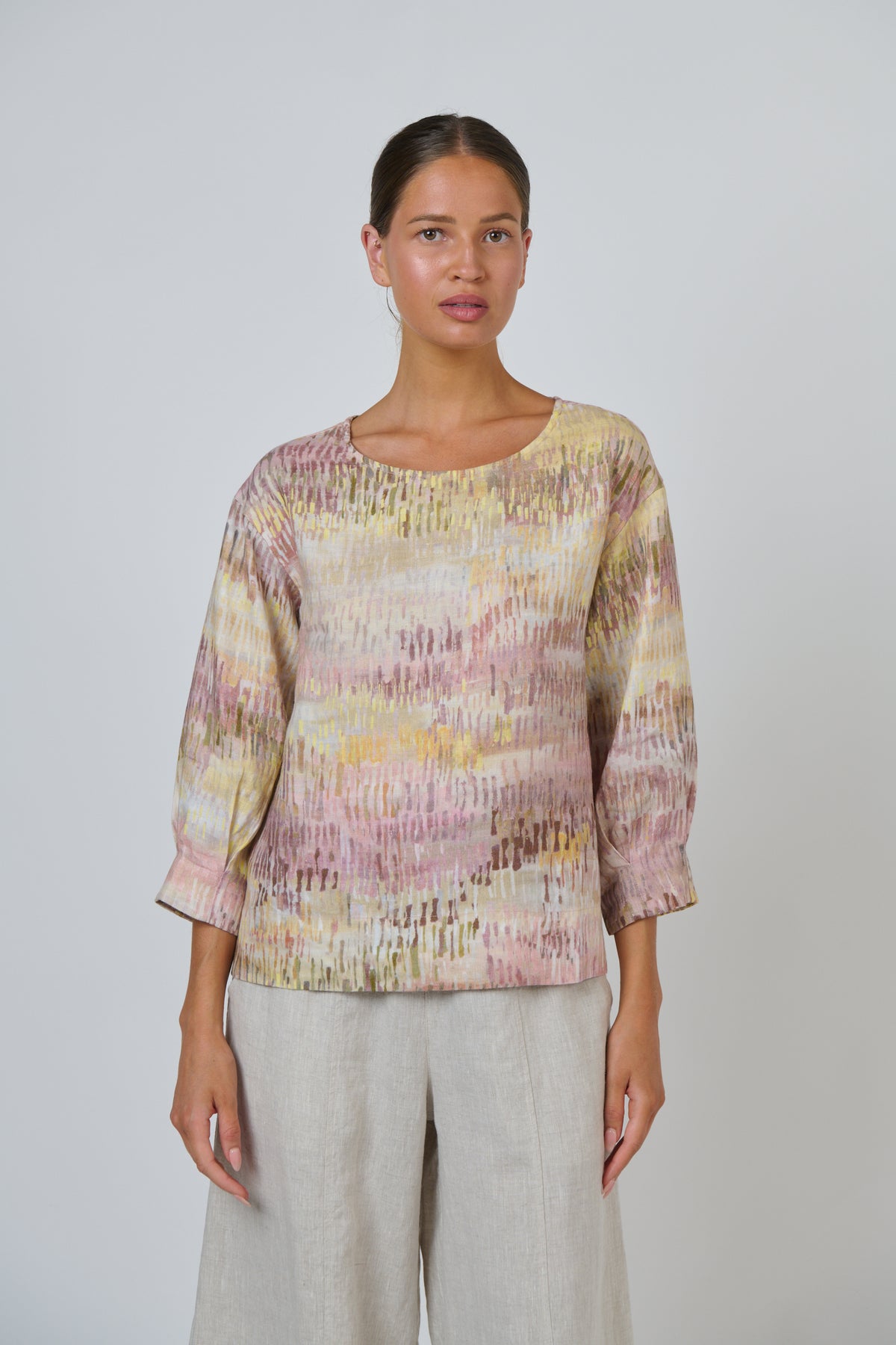 Naturals by O & J - 3/4 Sleeve Linen Blouse | GA674