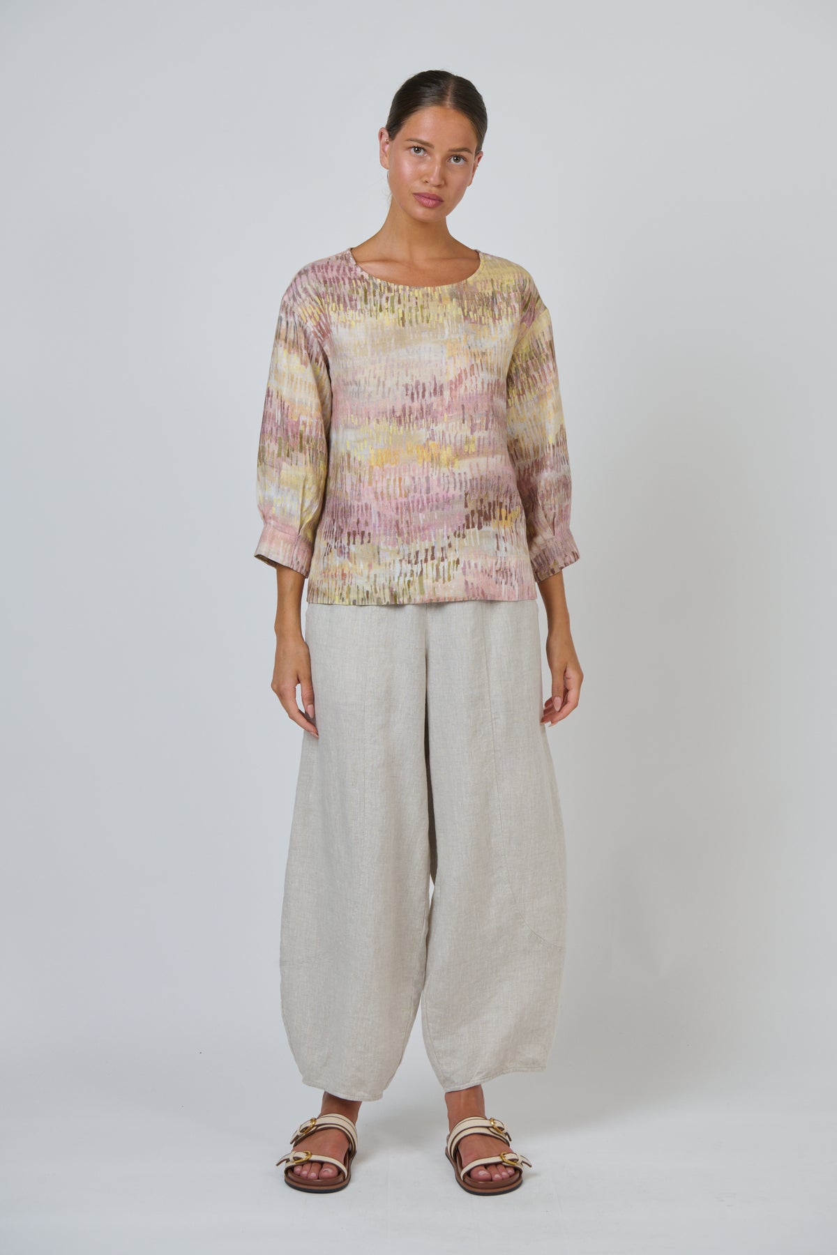 Naturals by O & J - 3/4 Sleeve Linen Blouse | GA674
