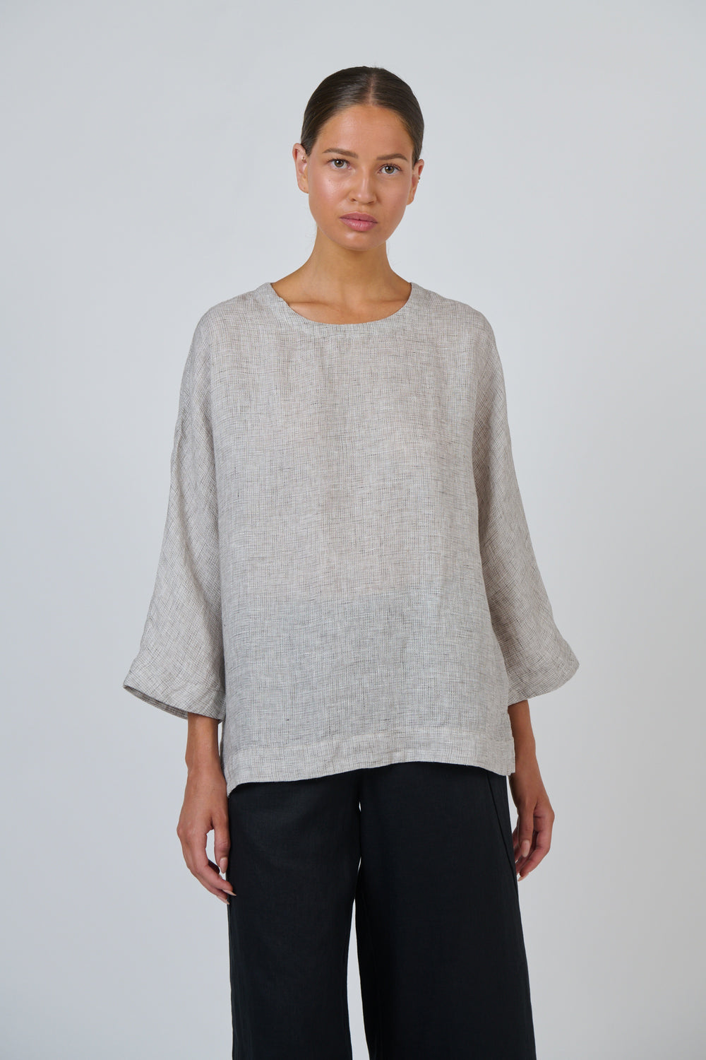 Naturals by O & J - Linen 3/4 Sleeve Top | GA730