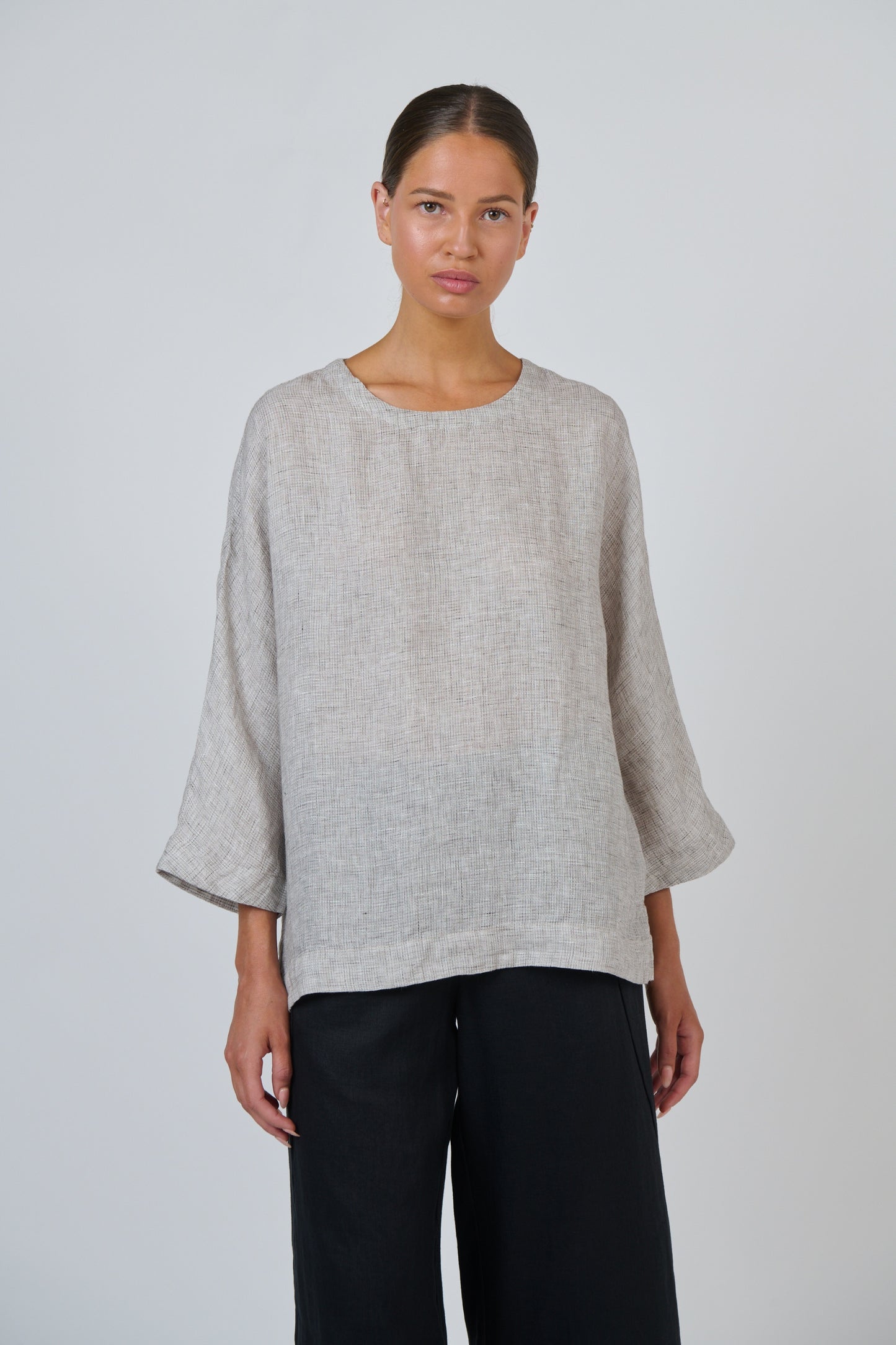 Naturals by O & J - Linen 3/4 Sleeve Top | GA730