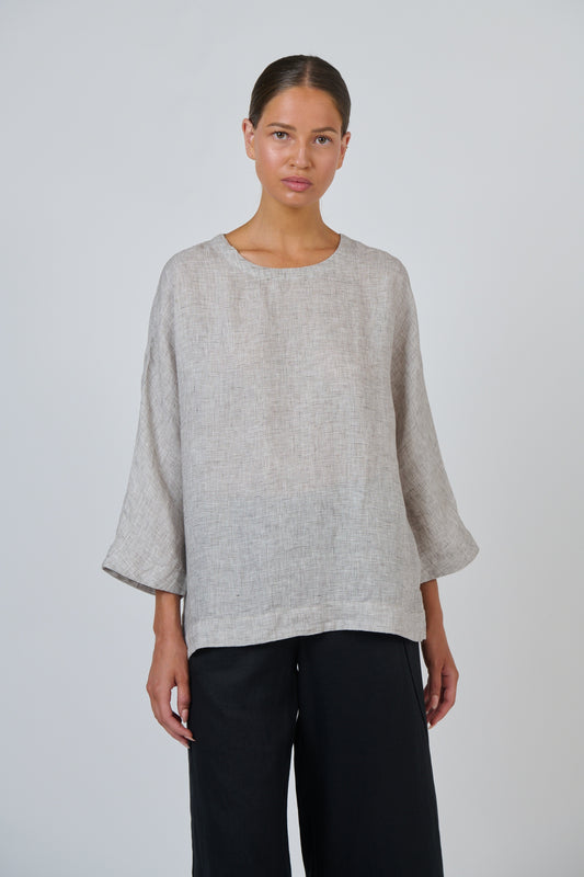 Naturals by O & J - Linen 3/4 Sleeve Top | GA730