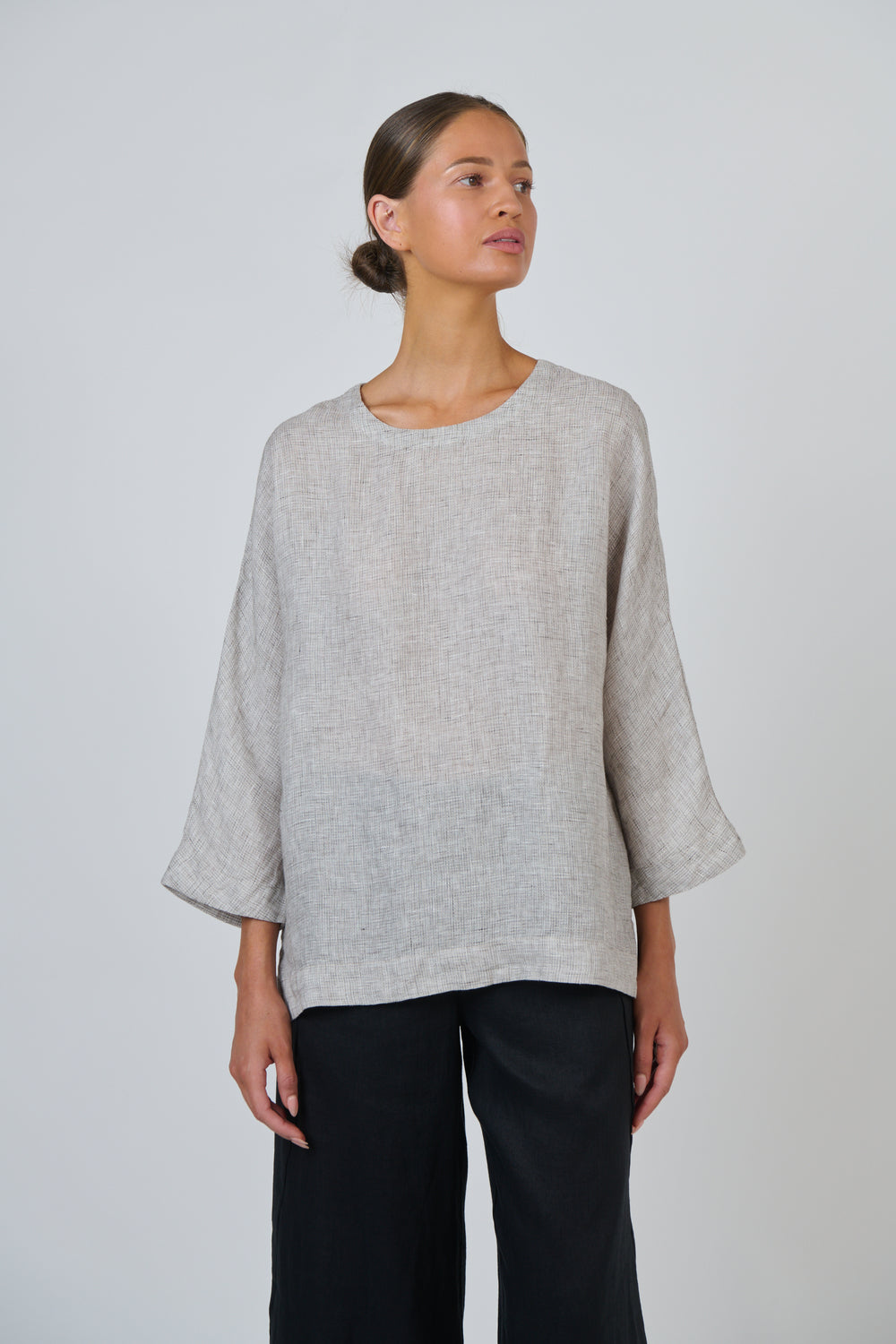 Naturals by O & J - Linen 3/4 Sleeve Top | GA730