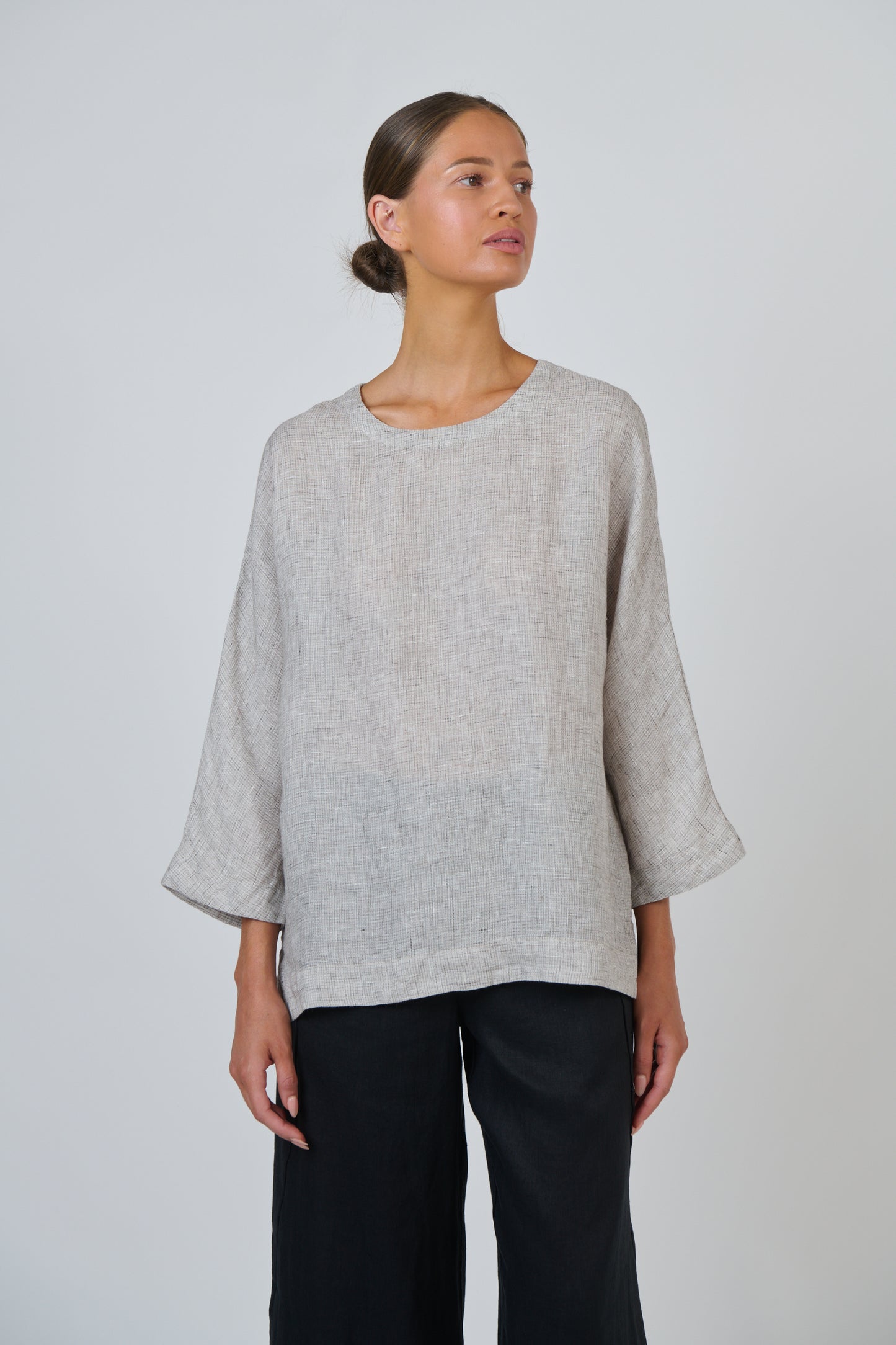 Naturals by O & J - Linen 3/4 Sleeve Top | GA730