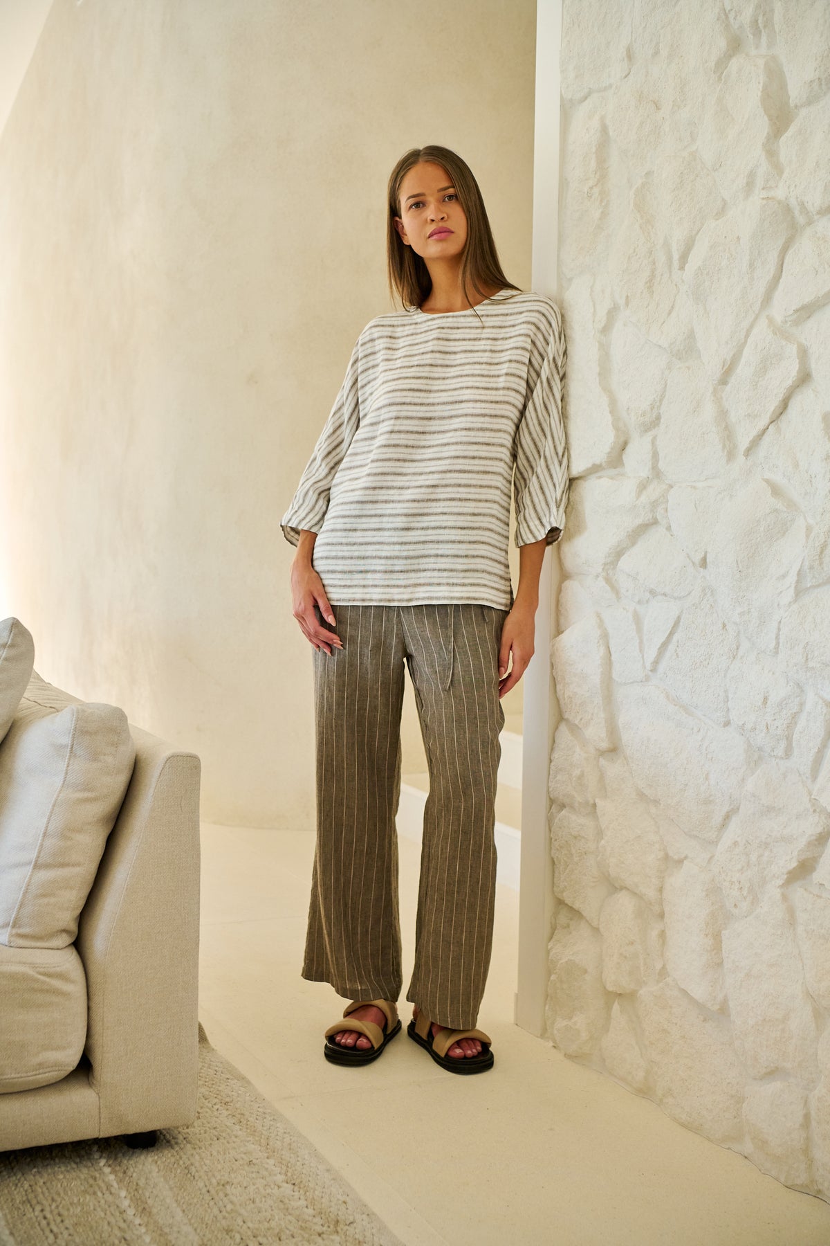 Naturals by O & J - Linen Pant with Tie | GA700