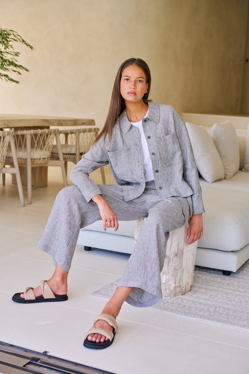 Naturals by O & J - Linen Pant with Tie | GA567