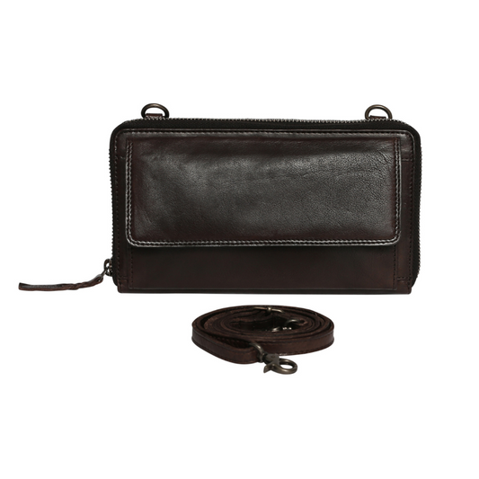 Modapelle - Soft Cow Leather Ladies Wallet/Cross Body Bag in Coffee | Moda7691