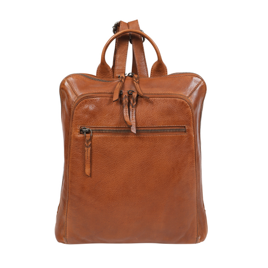 Modapelle - Soft Cow Leather Ladies Double Zip Comp Bag in Tan | Moda7705