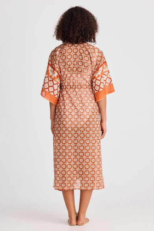 Holiday - Asta Long Kaftan Rust Floral HG25103