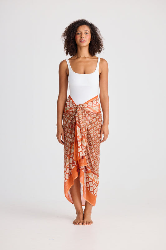 Holiday - Stella Sarong Scarf Rust Floral HG25105