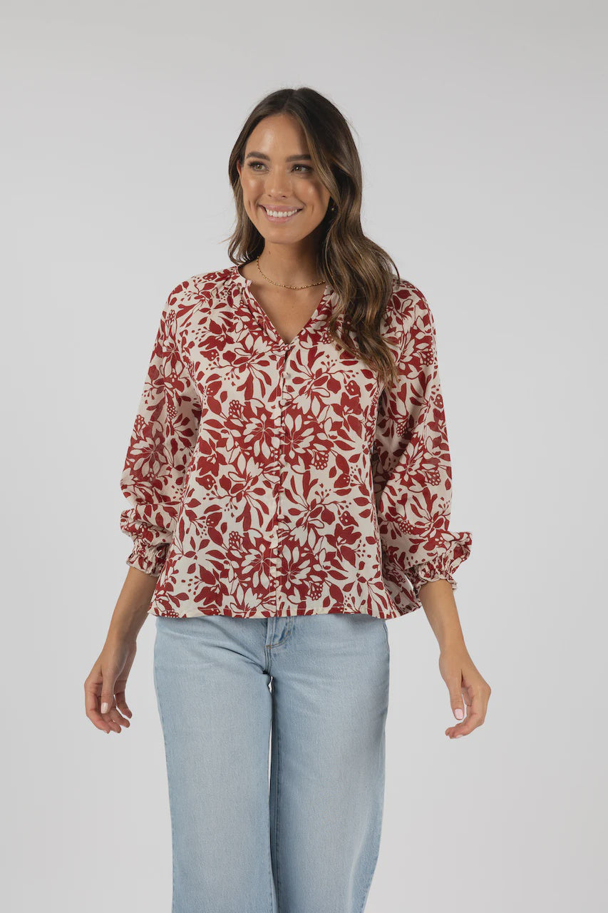 Humidity - Eden Blouse Brick Print | HS24315