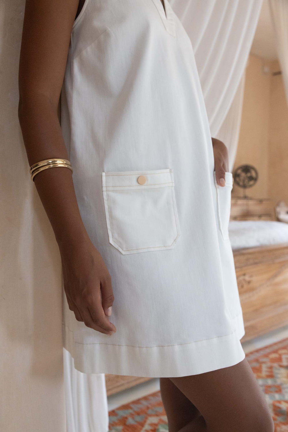 Humidity - Ivy Denim Shift Dress - Ivory | HS26505
