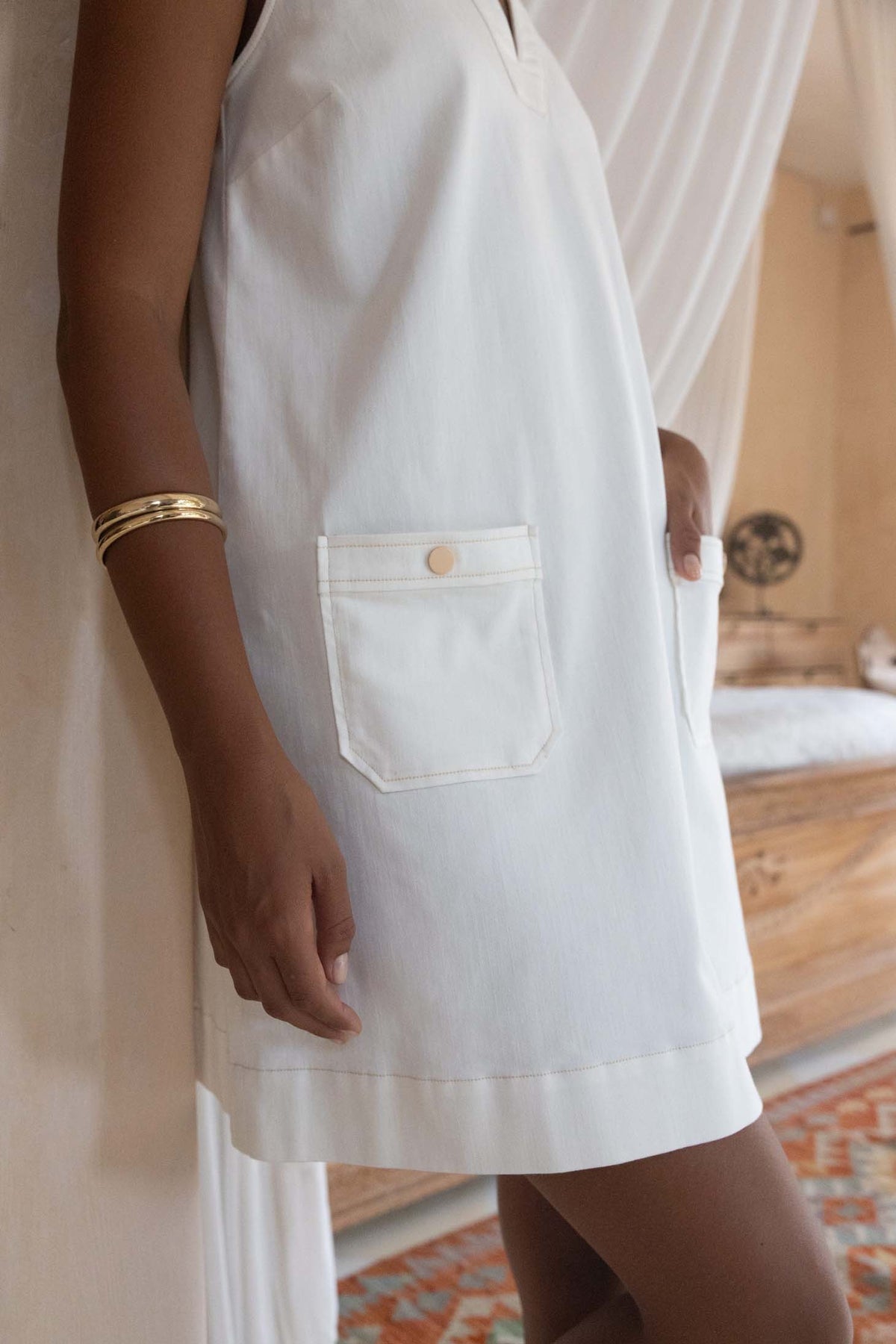 Humidity - Ivy Denim Shift Dress - Ivory | HS26505