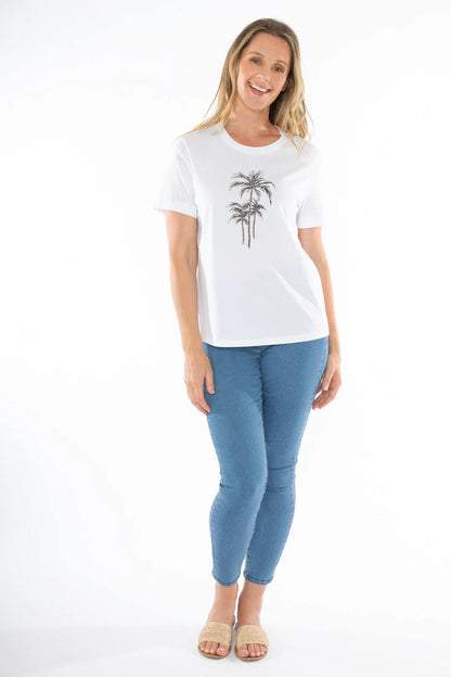 Jump - Beaded Palm Tee White | J2004A