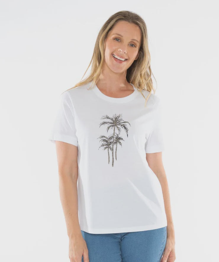 Jump - Beaded Palm Tee White | J2004A