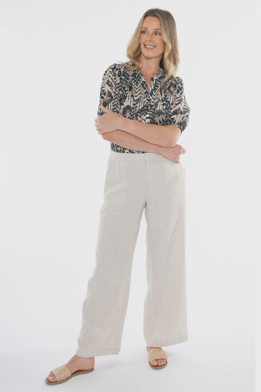 Jump - Fly Front Linen Pant Flax | J7078A