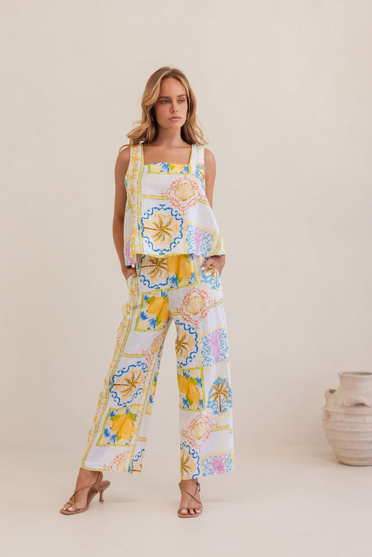 Kaleido - 100% Linen Square Nk Tank K79