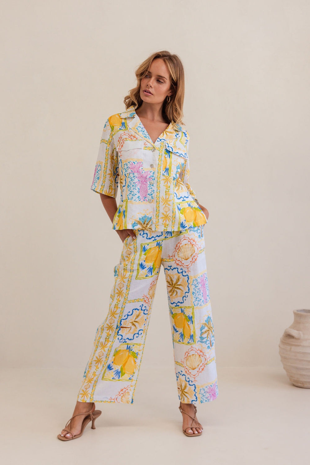 Kaleido - 100% Linen High Waisted Wide Leg Pant K87