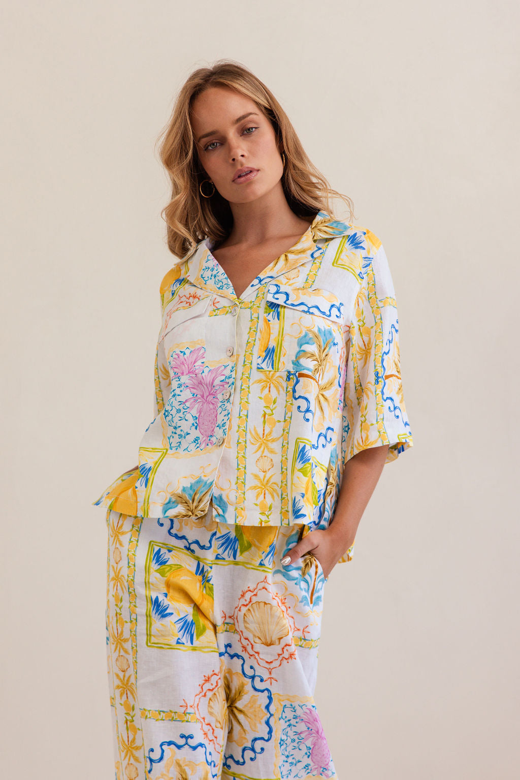 Kaleido - 100% Linen High Waisted Wide Leg Pant K87