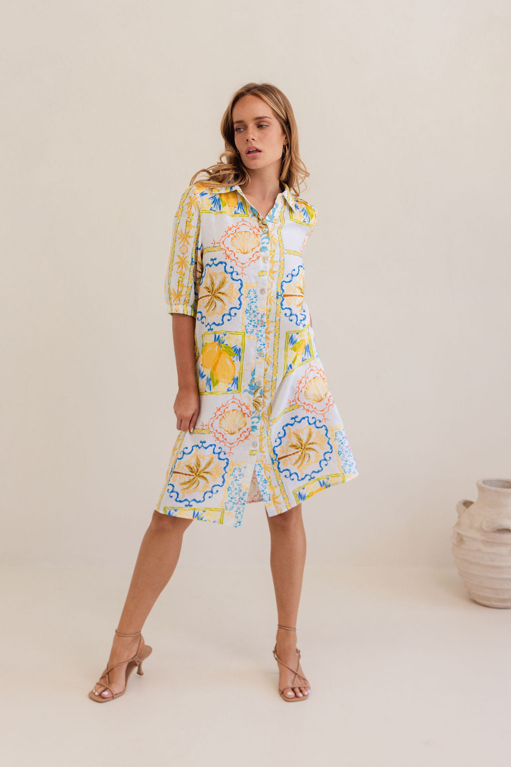 Kaleido - 100% Linen Shirtmaker Dress K82