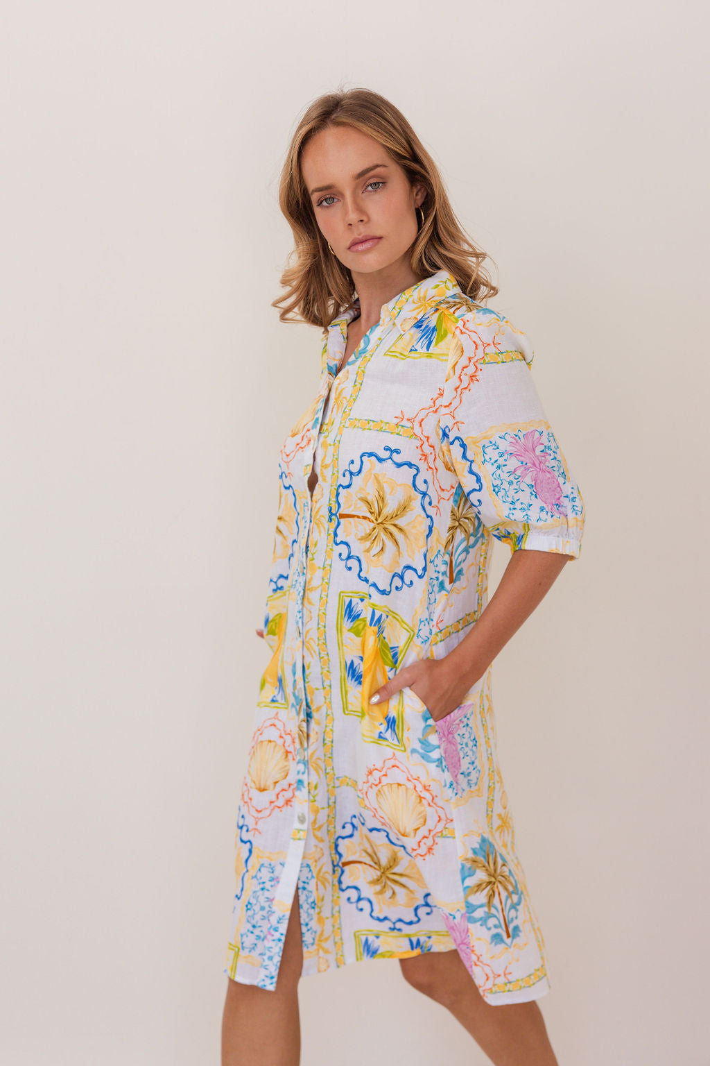Kaleido - 100% Linen Shirtmaker Dress K82
