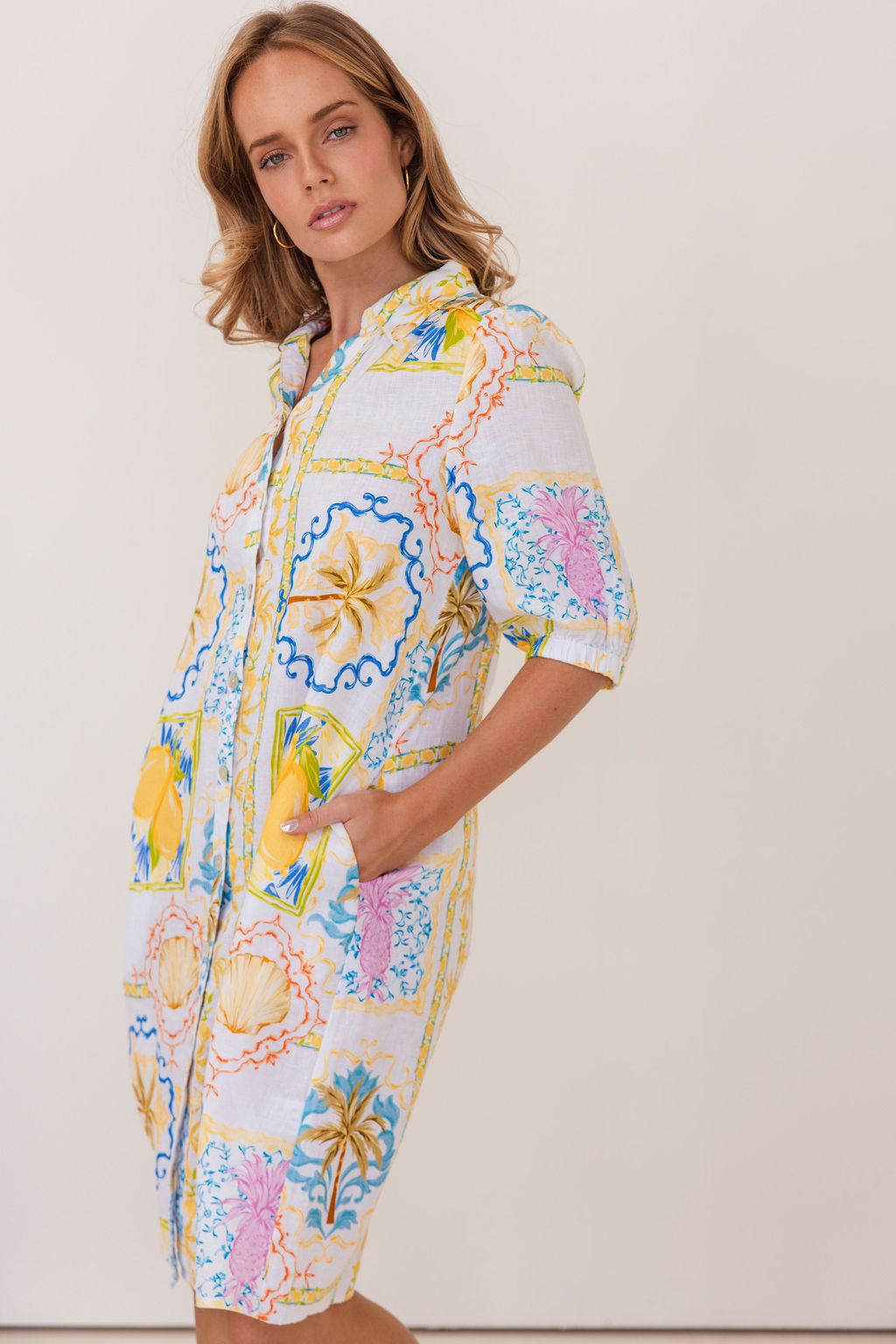 Kaleido - 100% Linen Shirtmaker Dress K82
