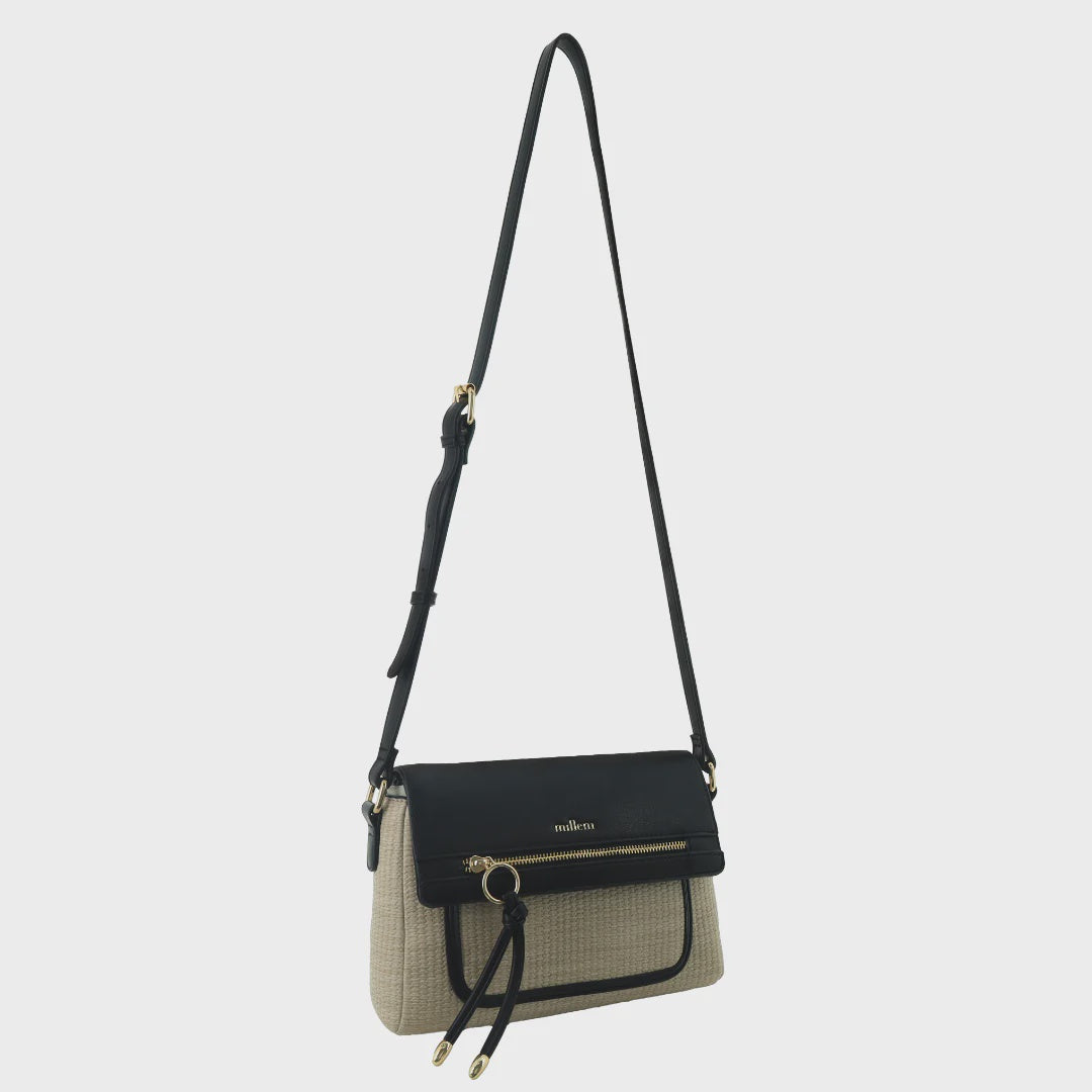 Milleni Ladies Fashion Flap-Over Crossbody Bag in Beige | PV3926