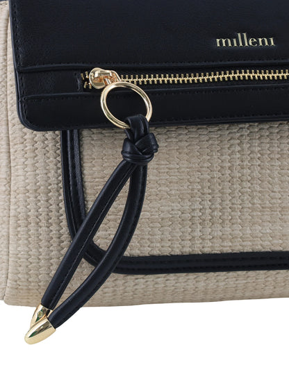 Milleni Ladies Fashion Flap-Over Crossbody Bag in Beige | PV3926