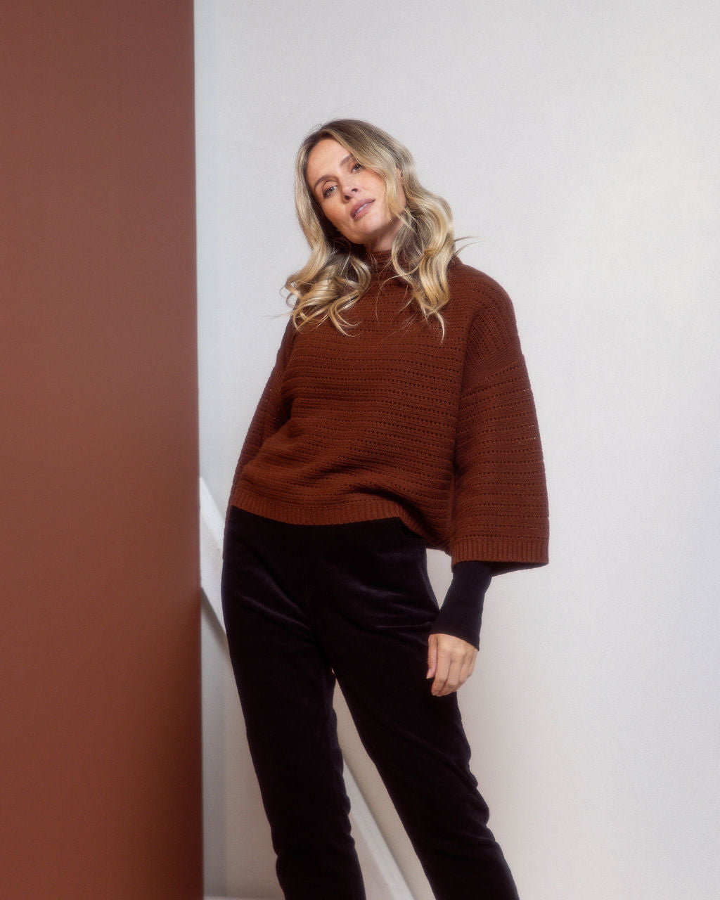 See Saw - 7/8 Sleeve Pointelle Knit Top SS665