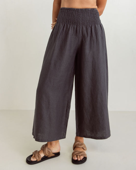 See Saw - 100% Linen Shirred Waist Pant / SS358