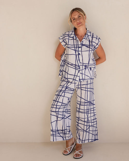 See Saw - 100% Linen Palazzo Pant SS410D/W
