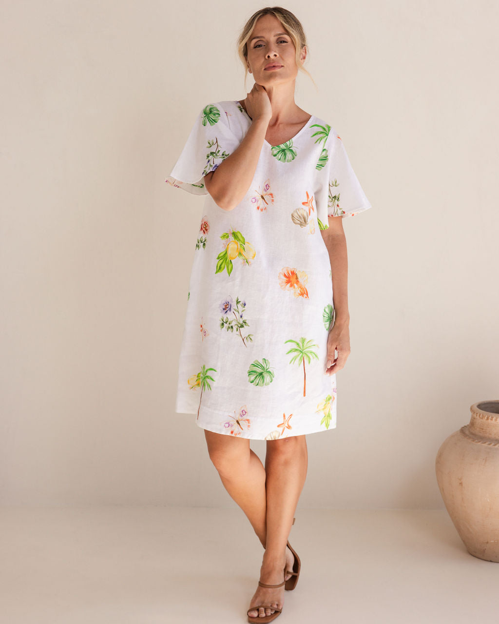See Saw - 100% Linen V Nk Dress SS434