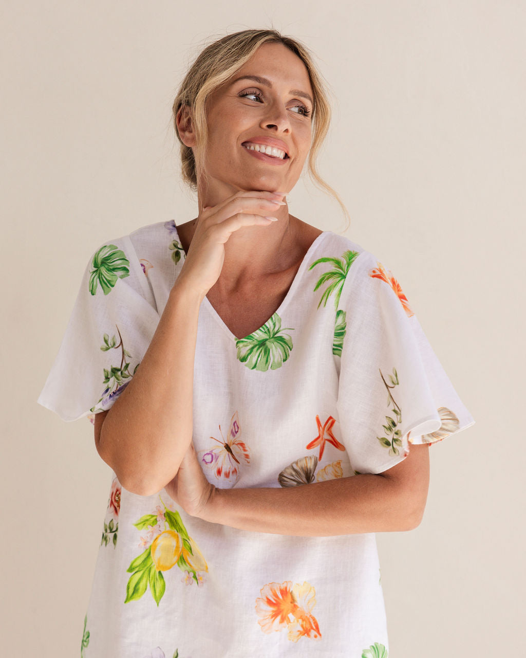 See Saw - 100% Linen V Nk Dress SS434