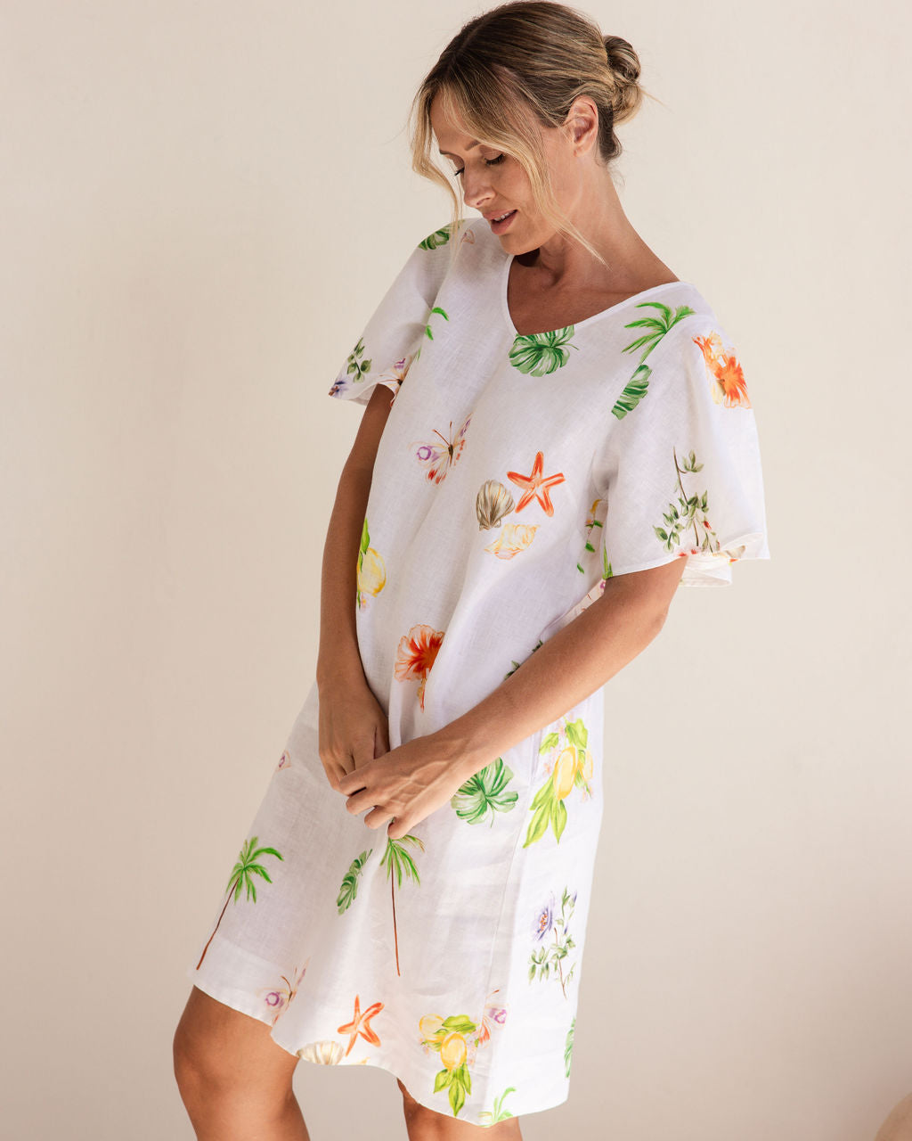 See Saw - 100% Linen V Nk Dress SS434