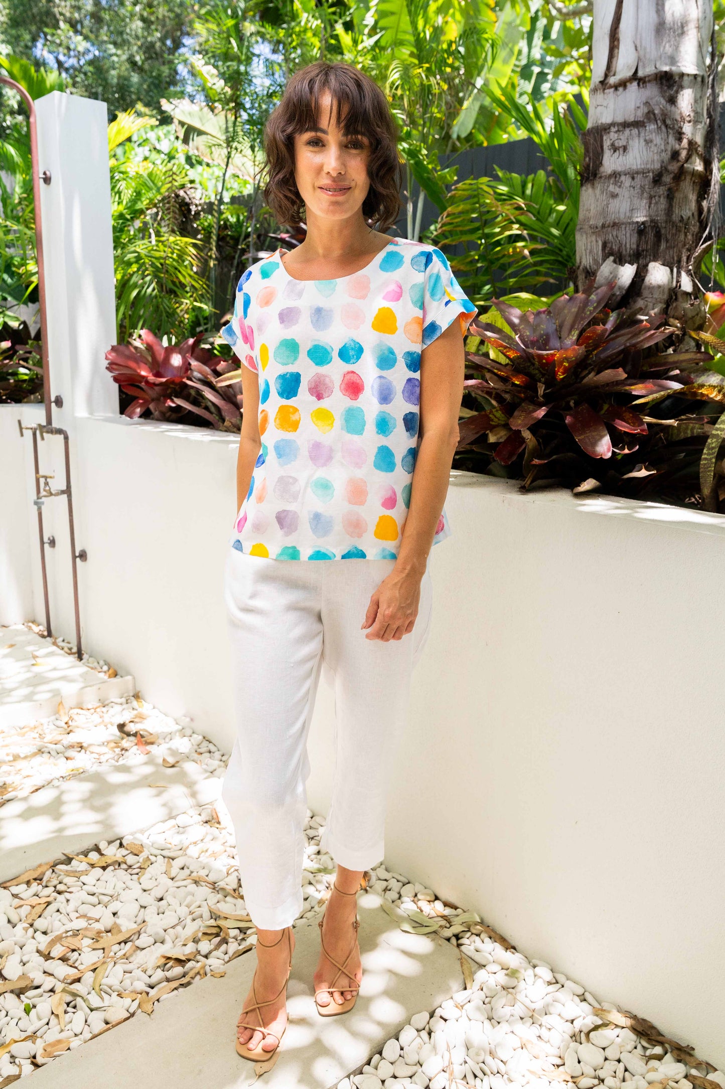 See Saw - Linen Blend Cap Sleeve Top SS448