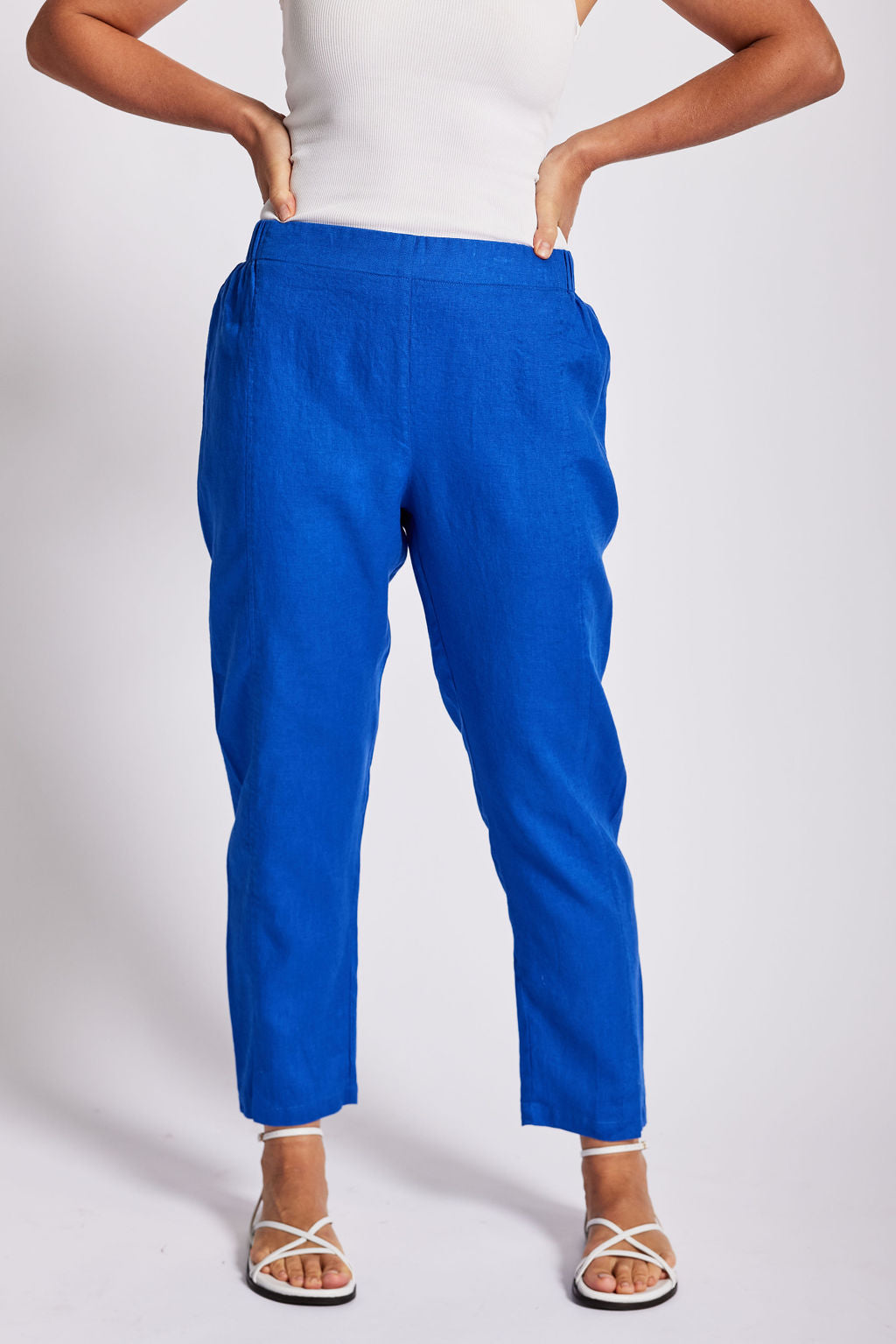 See Saw - 100% Linen 7/8 Pant Santorini Blue | SS54SB