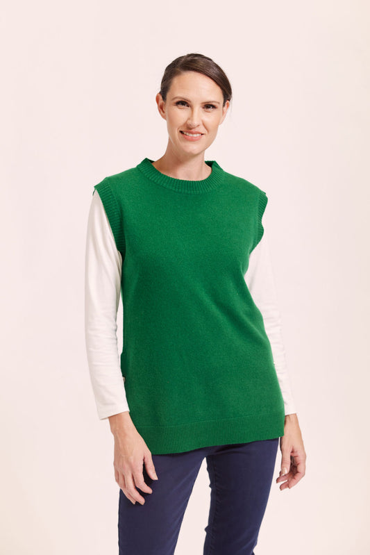 See Saw - 100% Merino Luxe Vest Green | SW1010G
