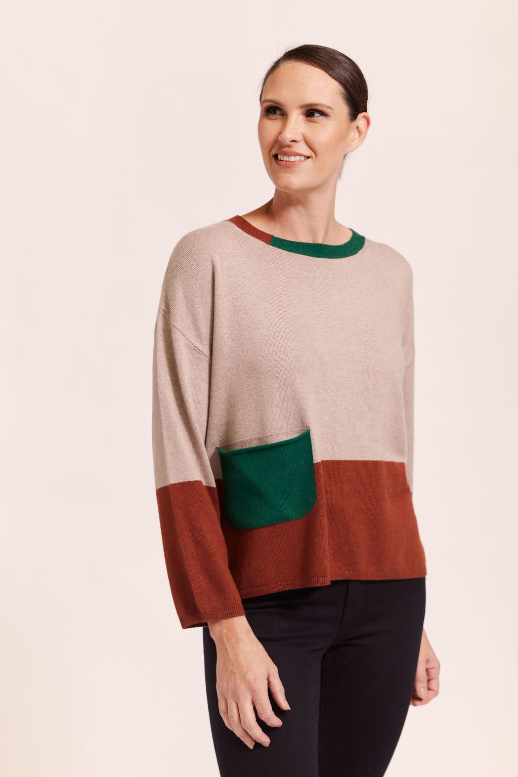 See Saw - Wool Blend Colour Block Sweater | SW1028
