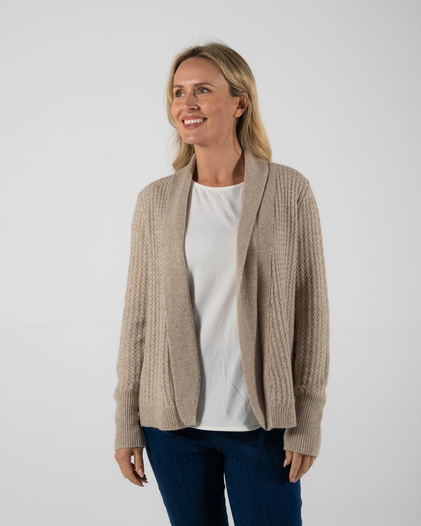 See Saw - Lambswool Blend Cardigan Wheat | SW1081