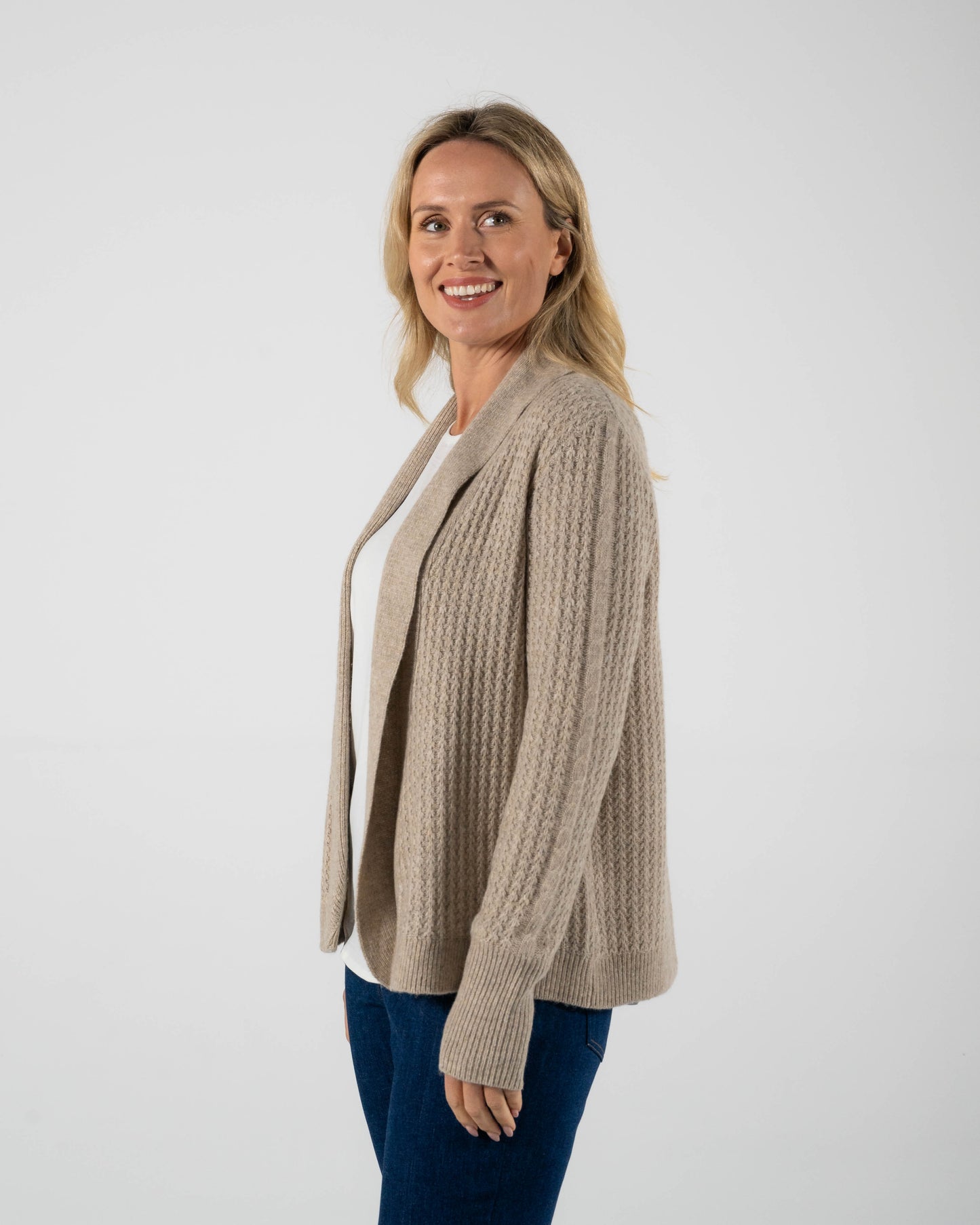 See Saw - Lambswool Blend Cardigan Wheat | SW1081