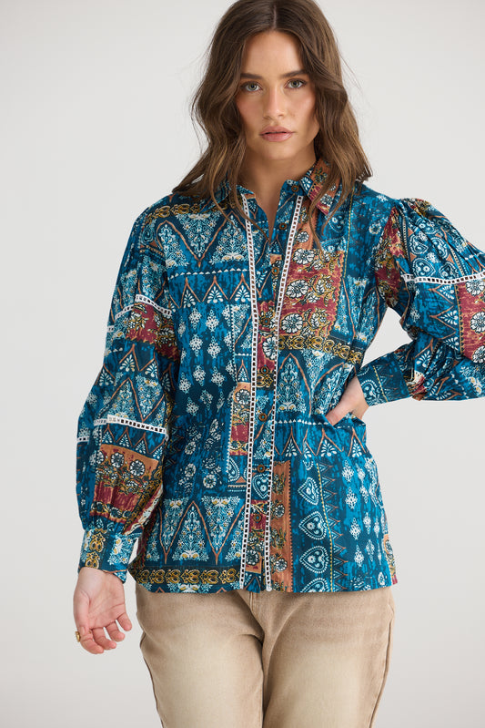 Talisman - Castella Shirt | Sicilian Patchwork TA25078-1