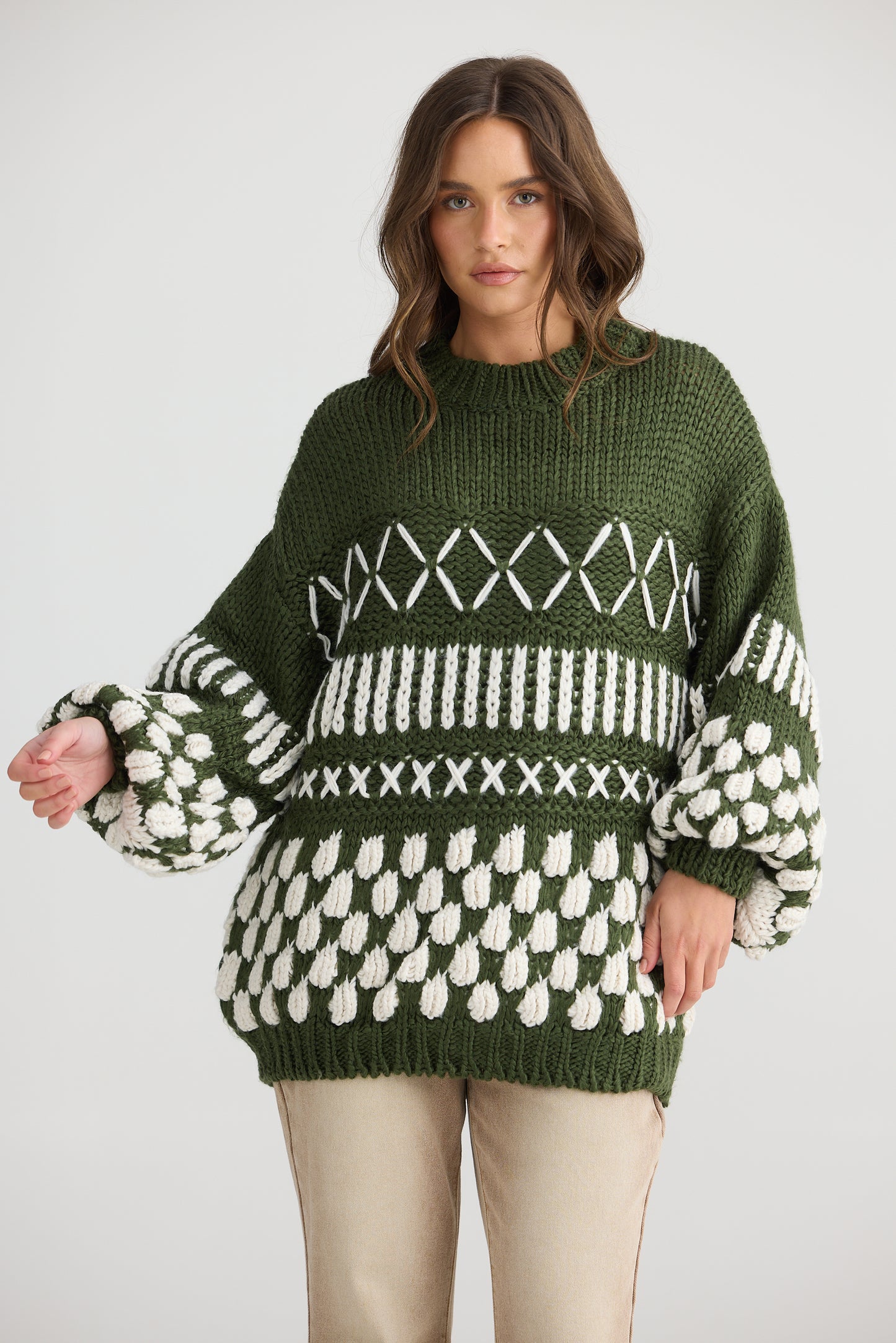 Talisman - Colorado Knit Khaki/Off White | TA25132-1