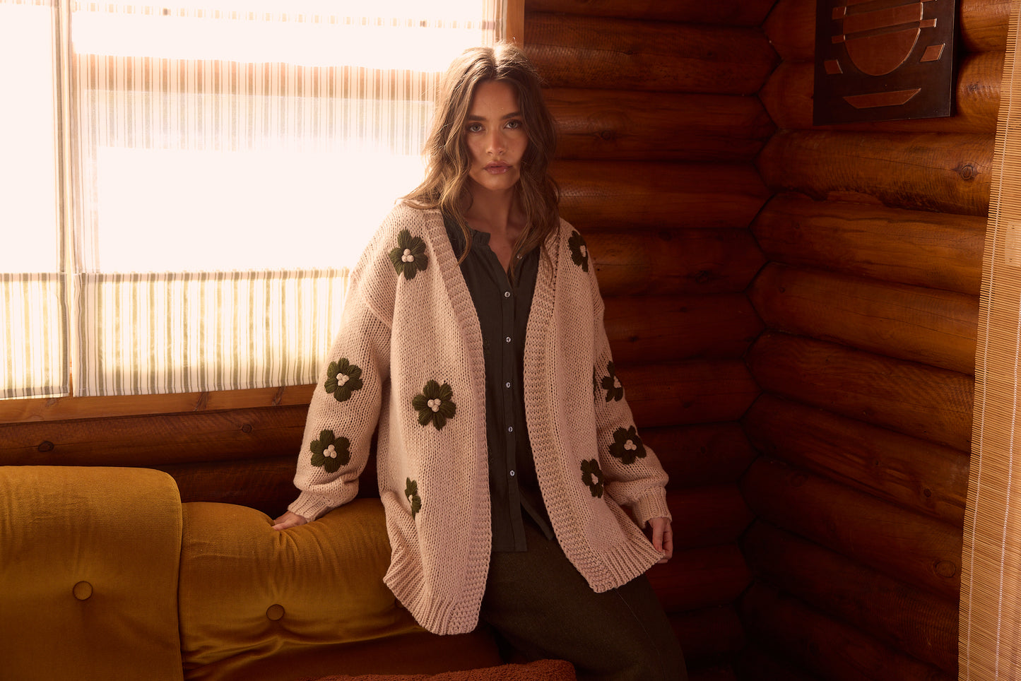 Talisman - Flower Child Cardi | Natural/Green TA25136-1