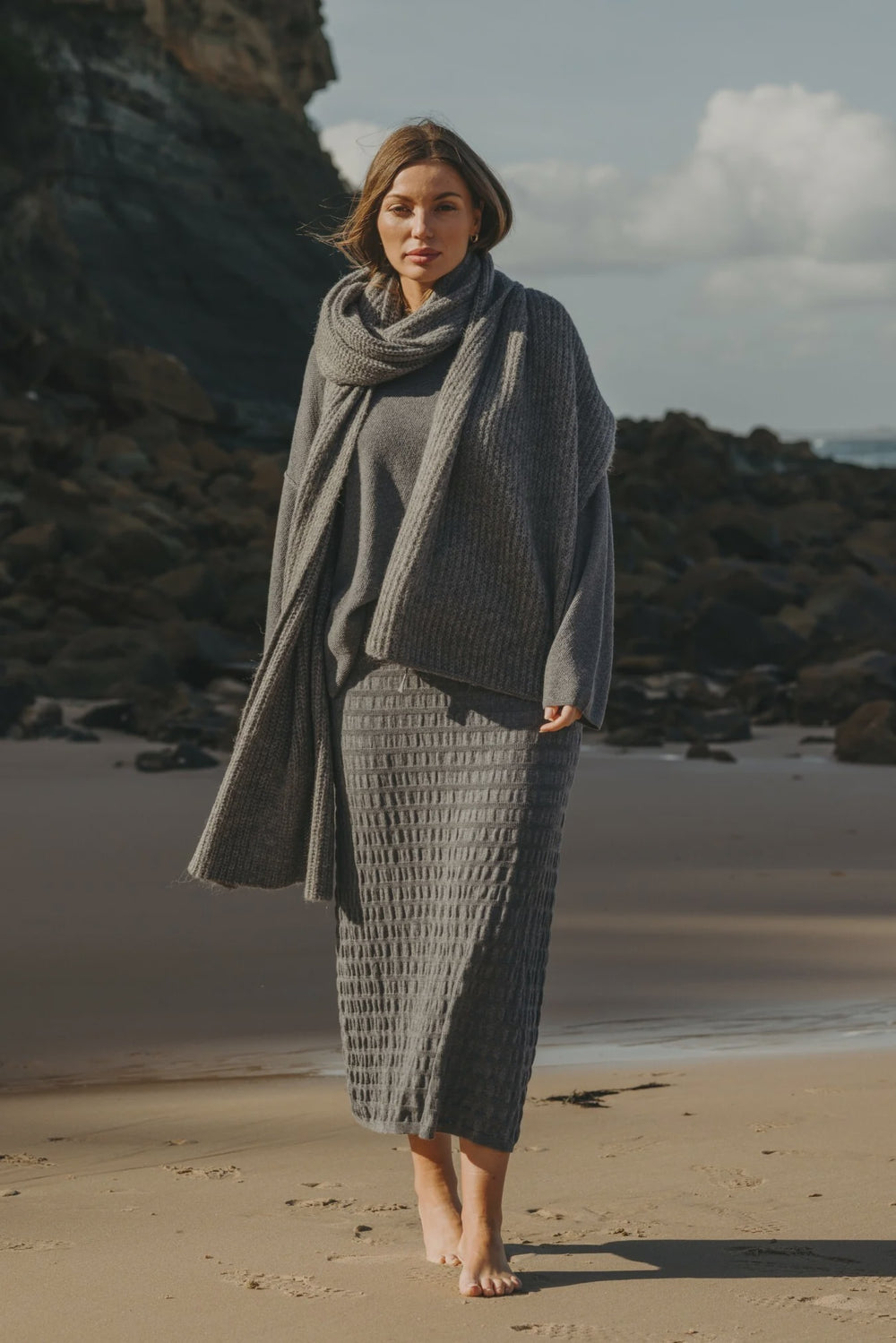 Talamaya - Waves Merino Cotton Pleat Skirt / TALW027