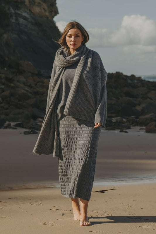 Talamaya - Waves Merino Cotton Pleat Skirt / TALW027