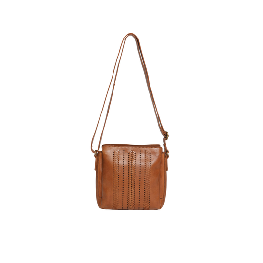 Modapelle - Vintage Leather Cross Body Bag Tan - 7828