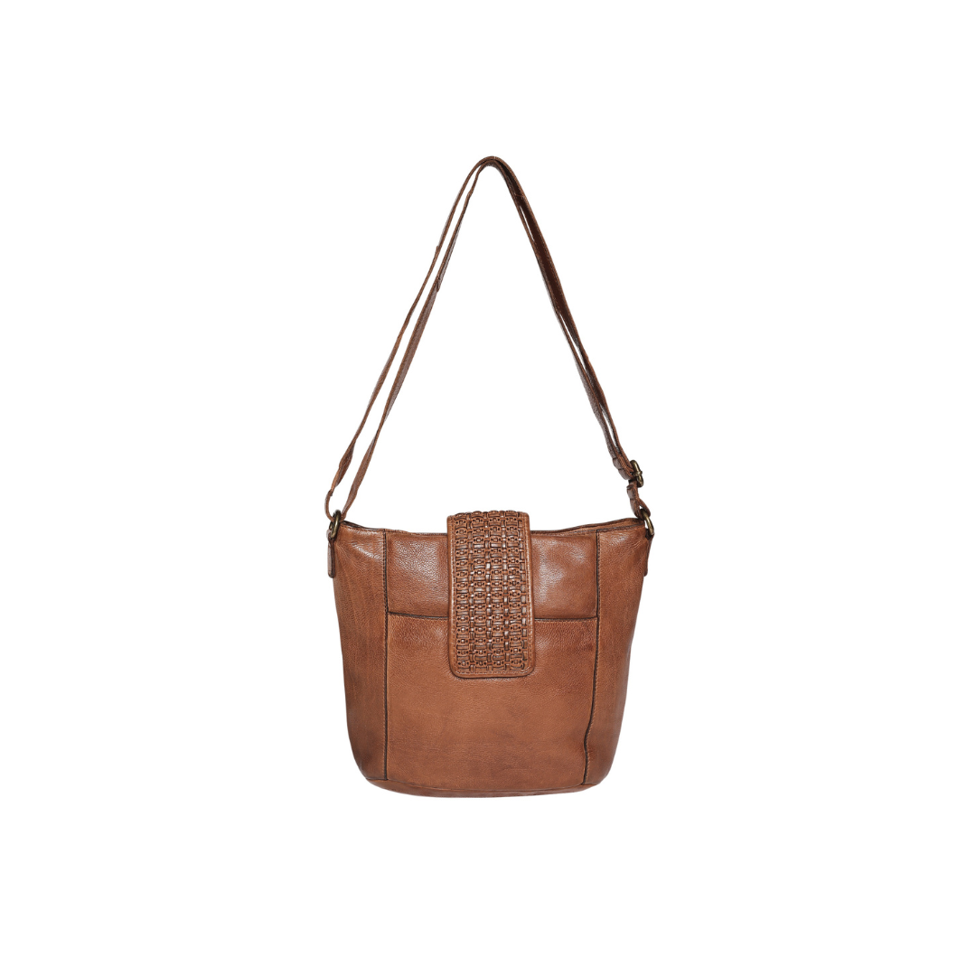 Modapelle - Cow VT Leather Cross Body Large Bucket | 7769TAN